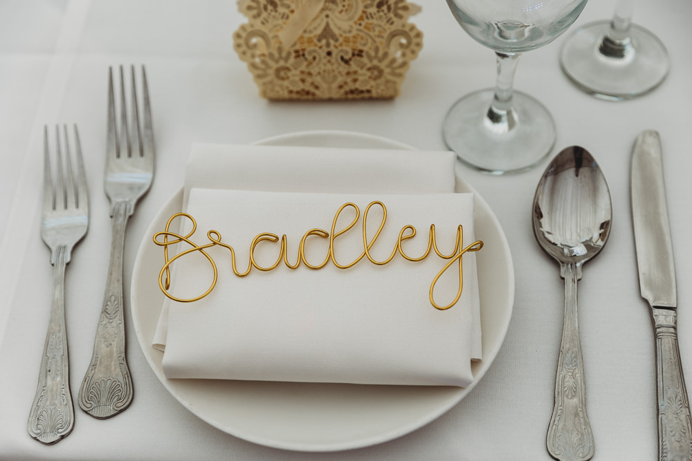 Place Setting Decor Wire Name Hylands House Wedding Joseph Kinerman Photography