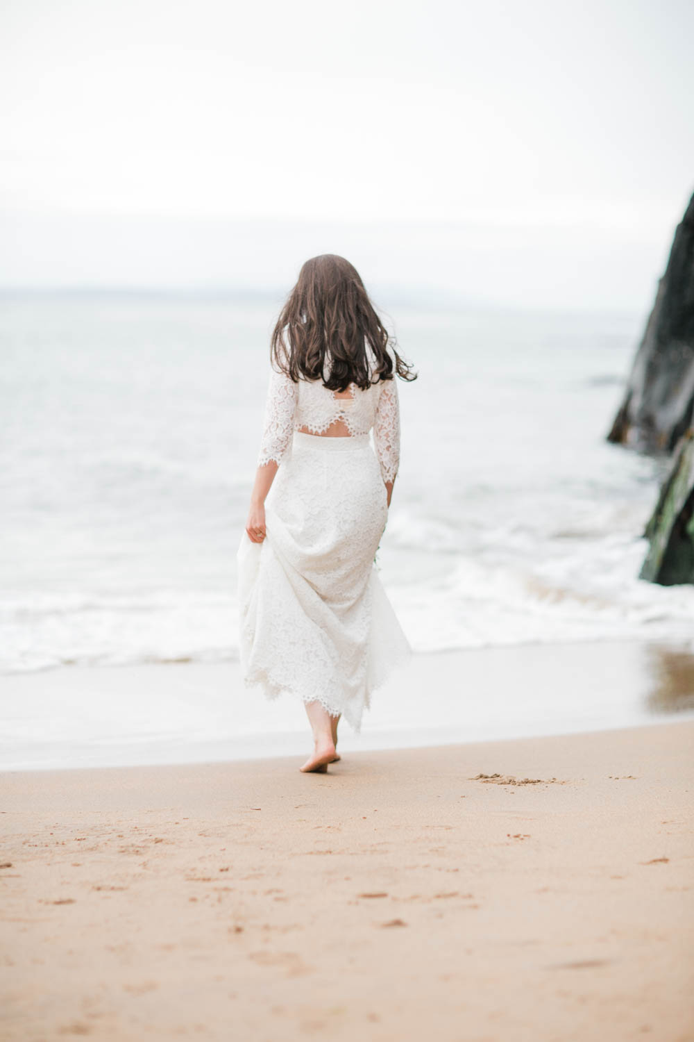 Dress Gown Bride Bridal Two Piece Skirt Top Lace Jetty Wedding Vickey Donaldson Photography