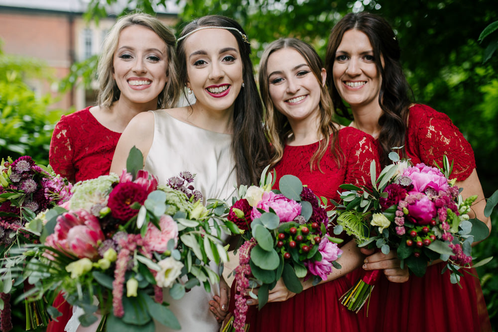 Nanpantan Hall Wedding Aden Priest Photography Red Bridesmaids Dress Dresses Bridesmaid