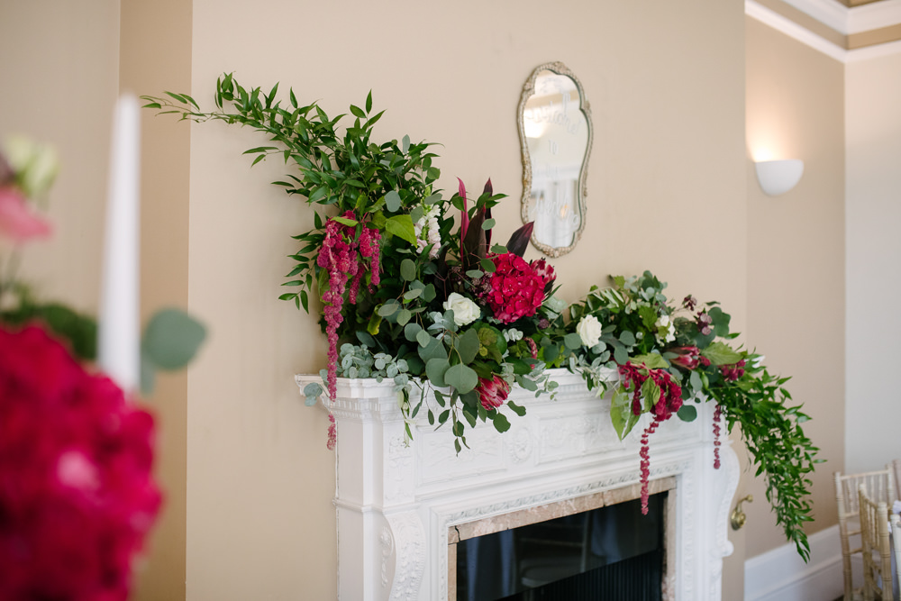 Nanpantan Hall Wedding Aden Priest Photography Fireplace Flowers