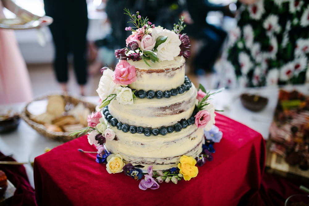 Semi Naked Cake Flowers Berries Nanpantan Hall Wedding Aden Priest Photography