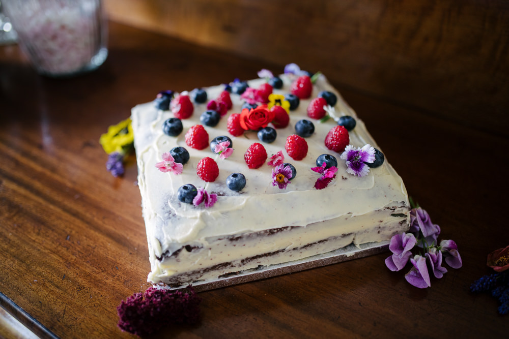 Square Cake Berries Nanpantan Hall Wedding Aden Priest Photography