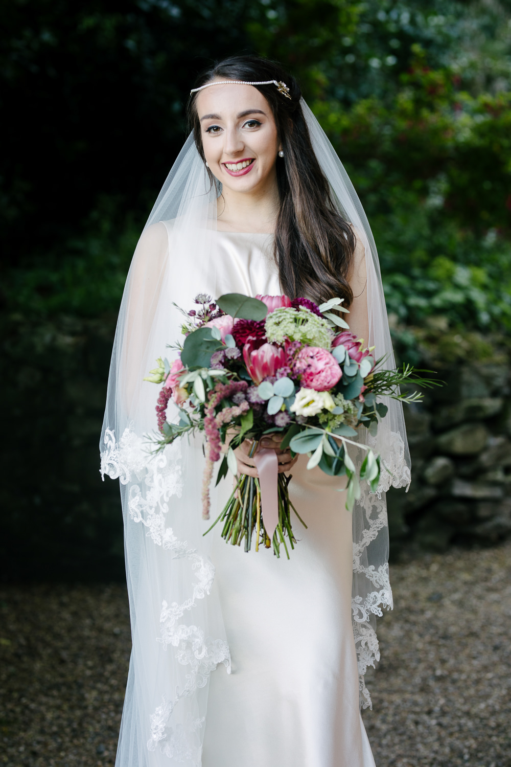 Dress Gown Bride Bridal Silk Veil Nanpantan Hall Wedding Aden Priest Photography