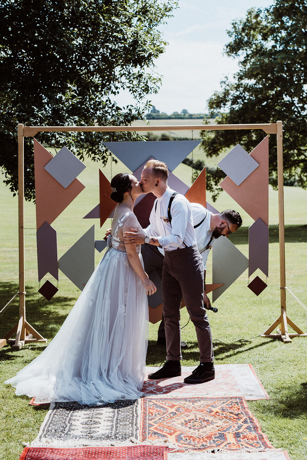 Northease Manor Wedding Kitty Wheeler Shaw Geometric Backdrop Ceremony Aisle Modern