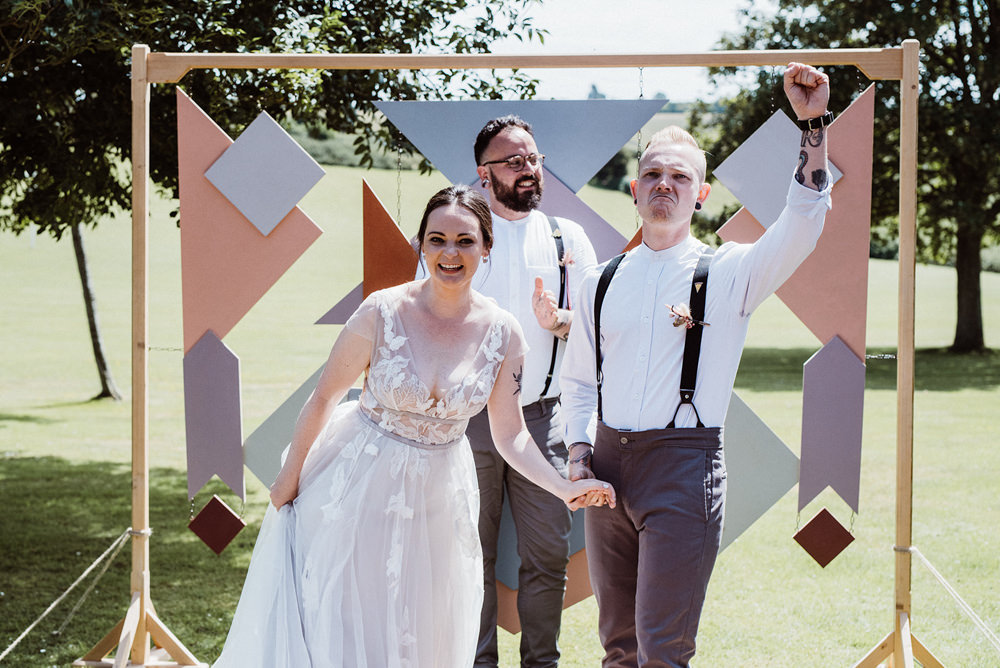 Northease Manor Wedding Kitty Wheeler Shaw Geometric Backdrop Ceremony Aisle Modern
