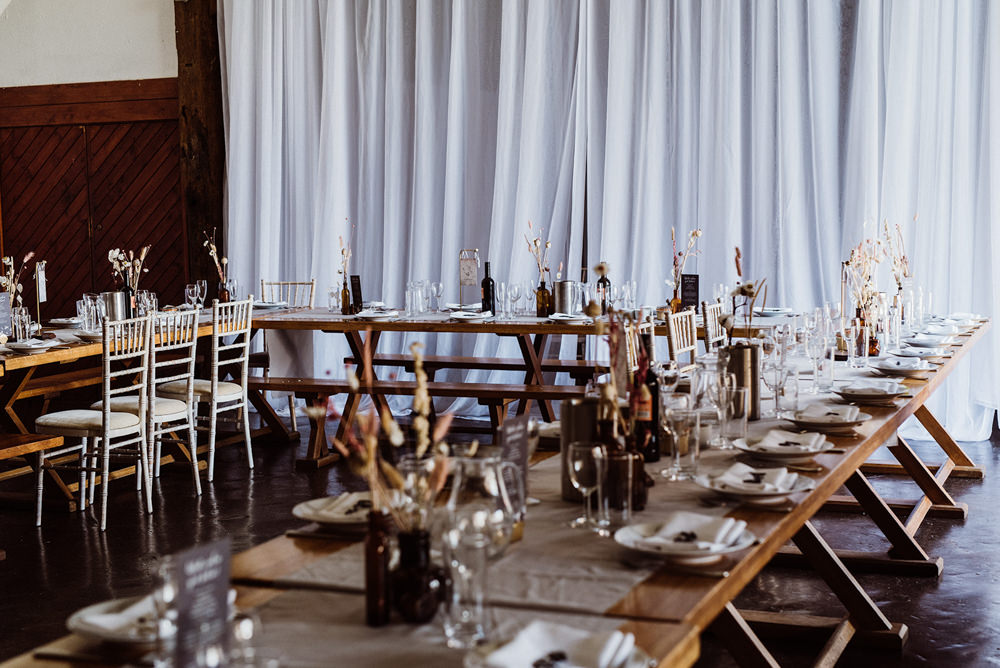 Wooden Tables U Shape Decor Candles Flowers Northease Manor Wedding Kitty Wheeler Shaw