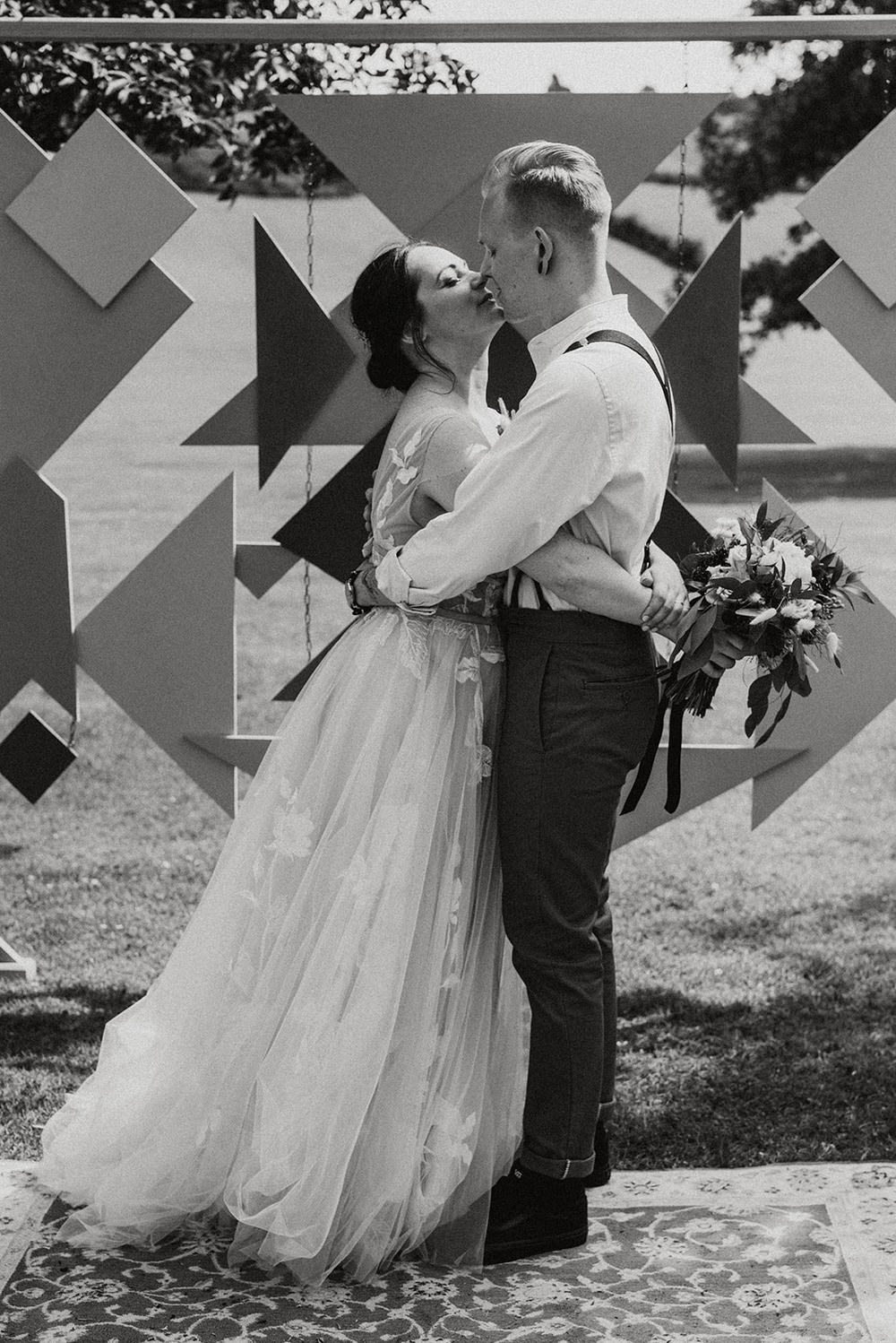 Northease Manor Wedding Kitty Wheeler Shaw Geometric Backdrop Ceremony Aisle Modern