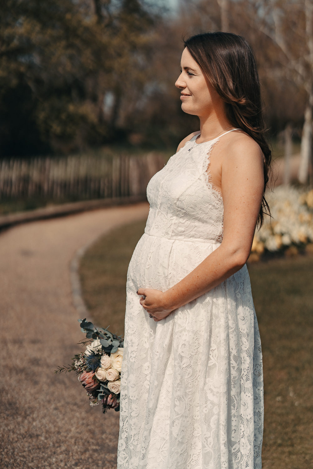 Maternity Dress Bride Bridal Pregnant Short Lace Pembroke Lodge Wedding Trilion Productions