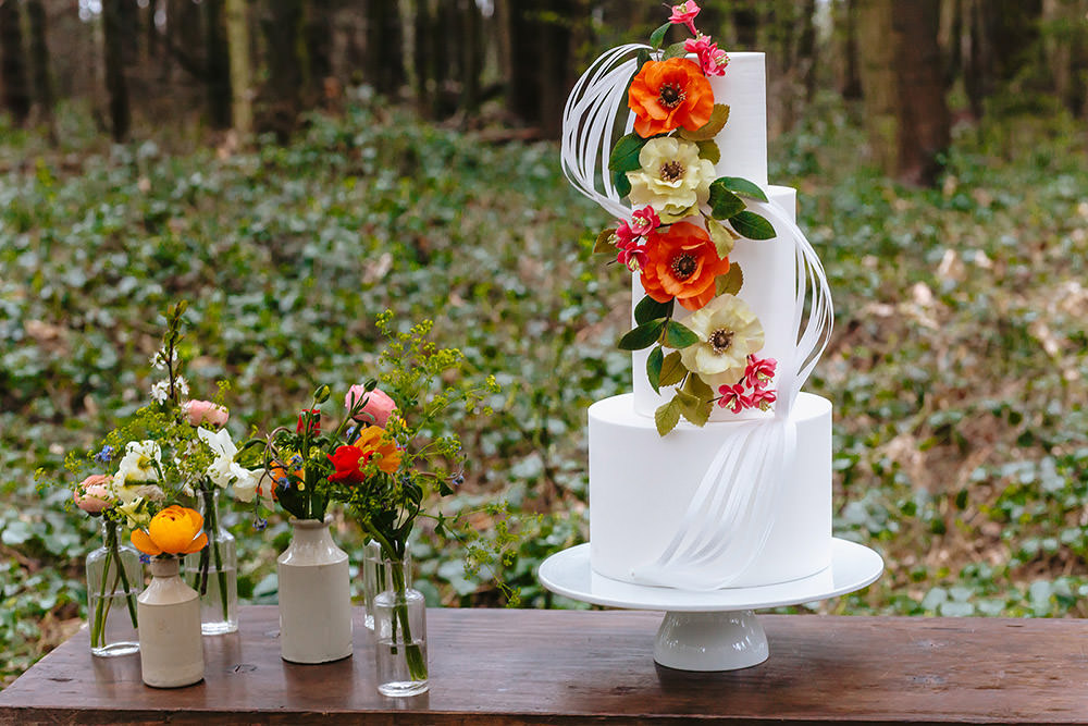 Floral Flower Cake Rainbow Wedding Forest Holly Smith
