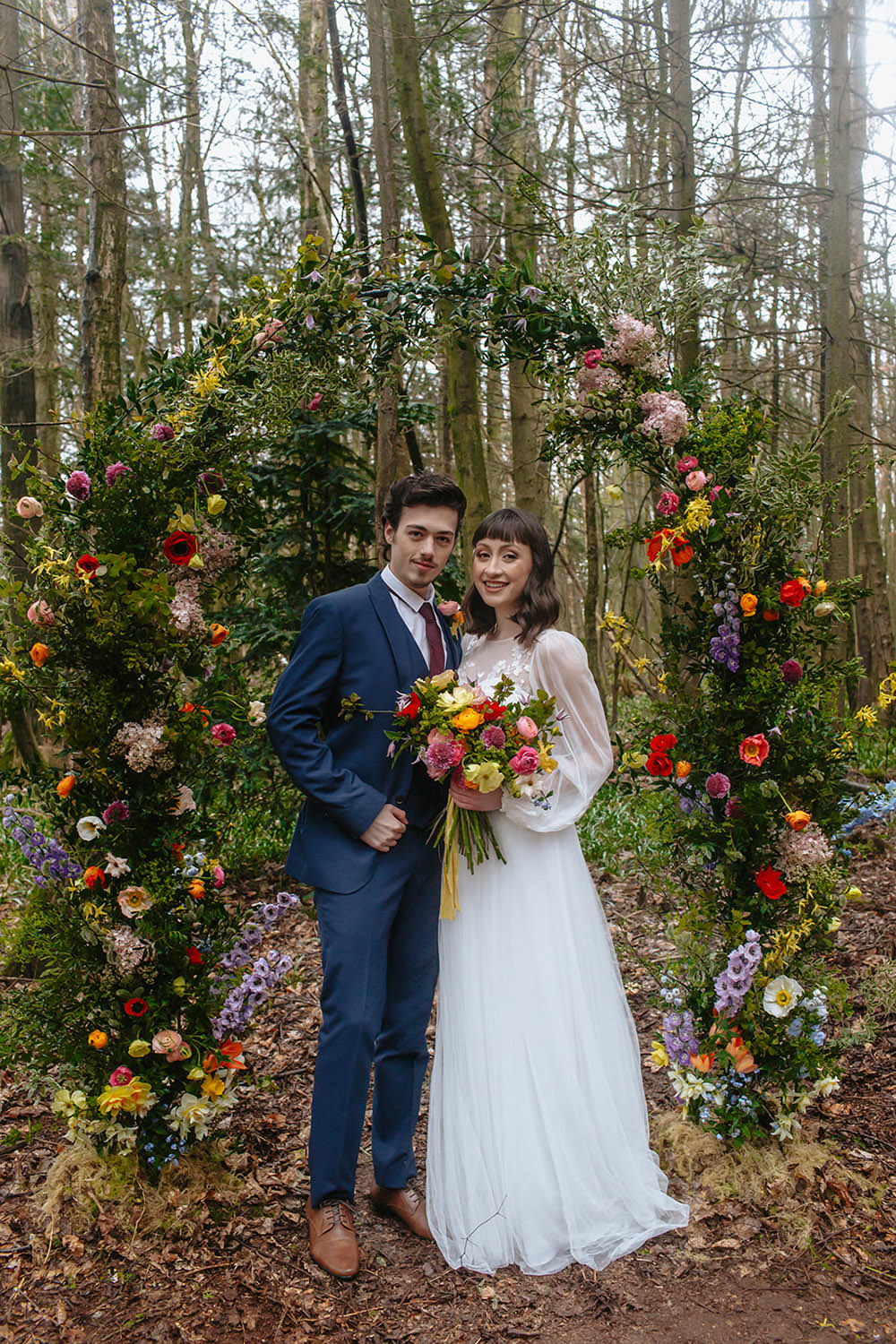 Rainbow Wedding Forest Holly Smith Flower Arch Backdrop