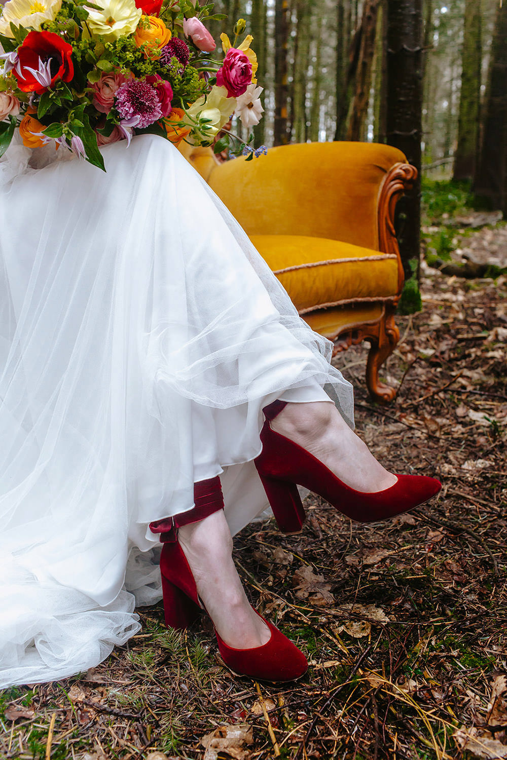 Red Shoes Bride Bridal Rainbow Wedding Forest Holly Smith