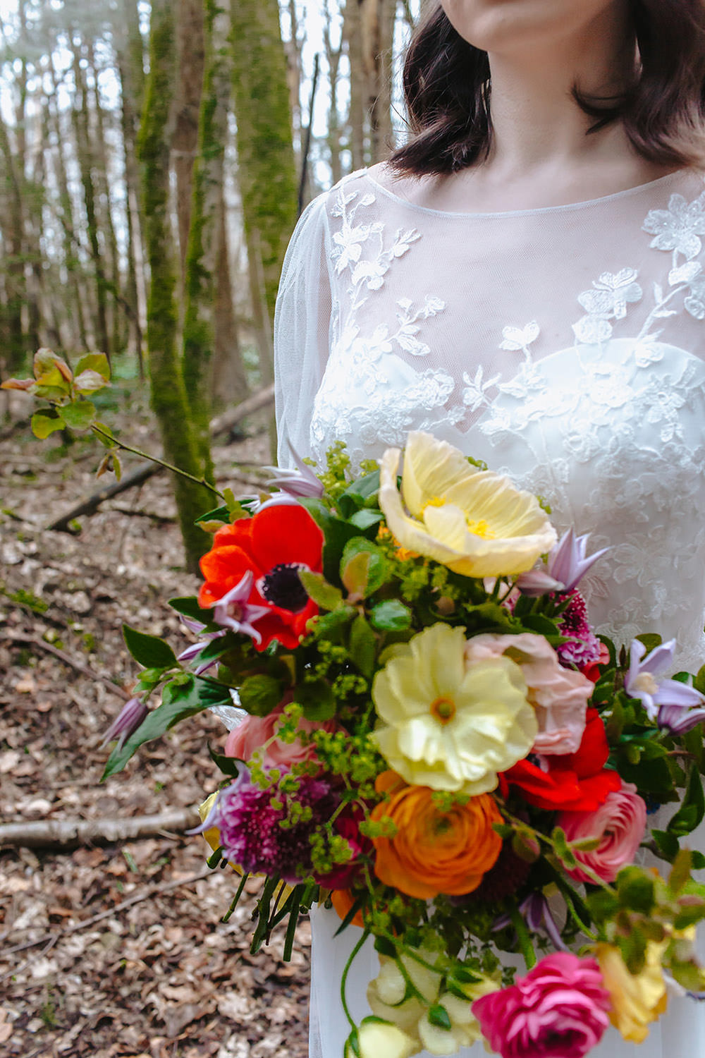 Bouquet Flowers Bride Bridal Colourful Rainbow Wedding Forest Holly Smith
