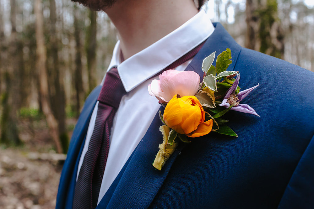 Buttonhole Flowers Rainbow Wedding Forest Holly Smith