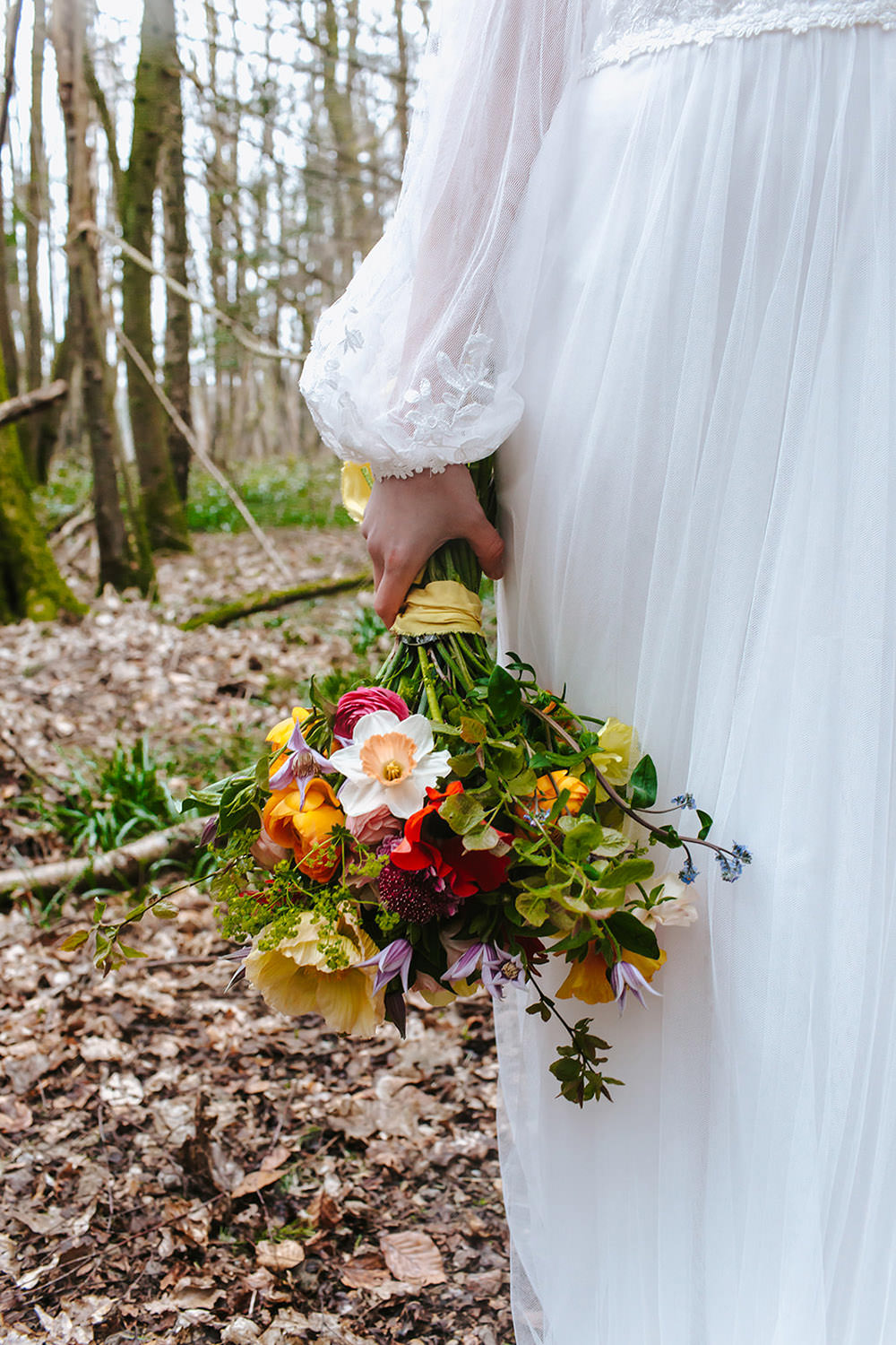 Bouquet Flowers Bride Bridal Colourful Rainbow Wedding Forest Holly Smith