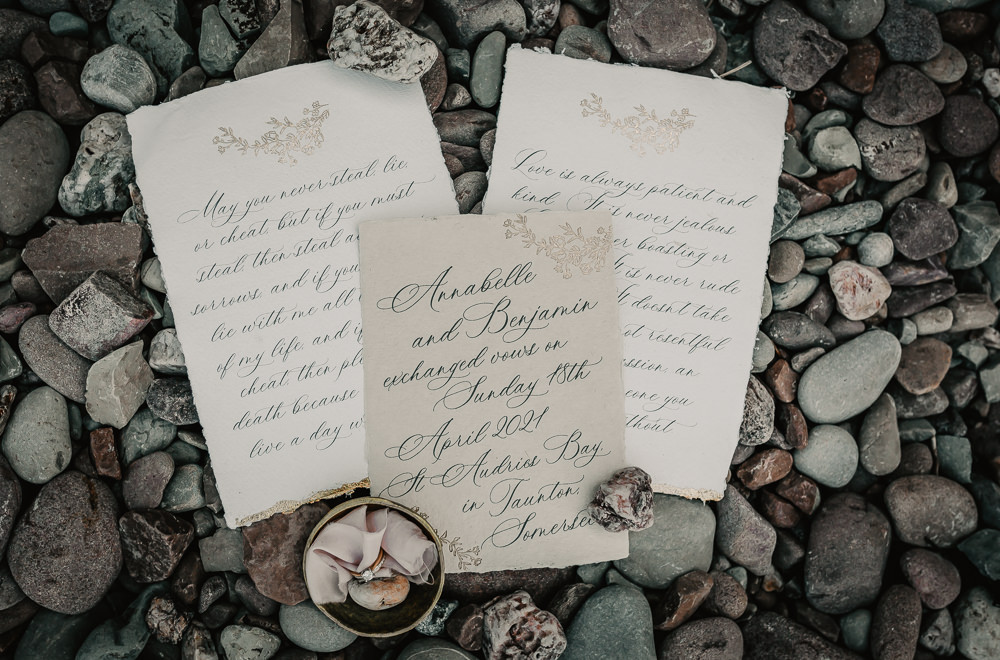 Calligraphy Vows Ceremony Somerset Elopement Charlie Britz Photography