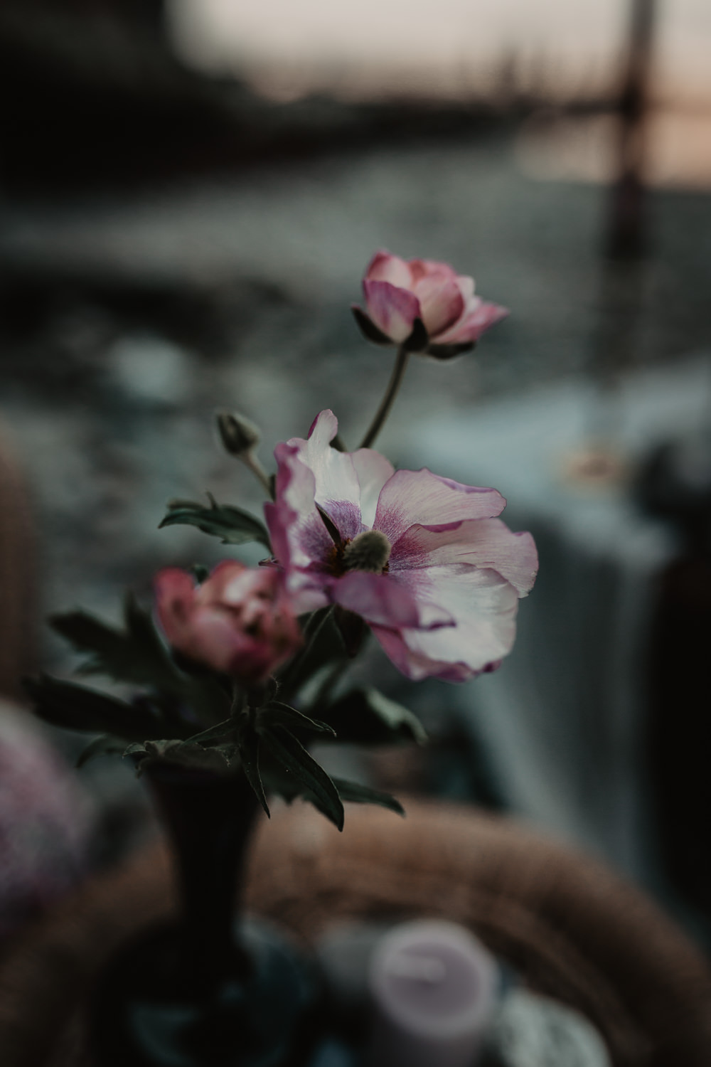 Flower Bottle Centrepiece Somerset Elopement Charlie Britz Photography
