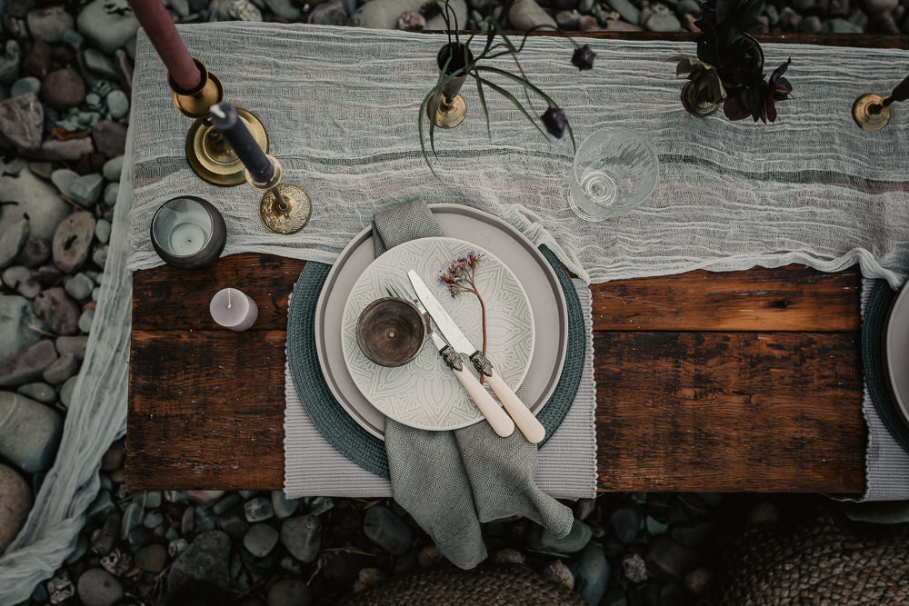 Place Setting Decor Calligraphy Place Name Somerset Elopement Charlie Britz Photography