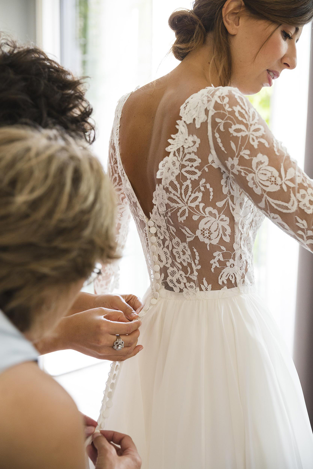 Villa del Grumello Wedding L’Ordine della Giarrettiera Dress Gown Bride Bridal Illusion Lace Long Sleeves