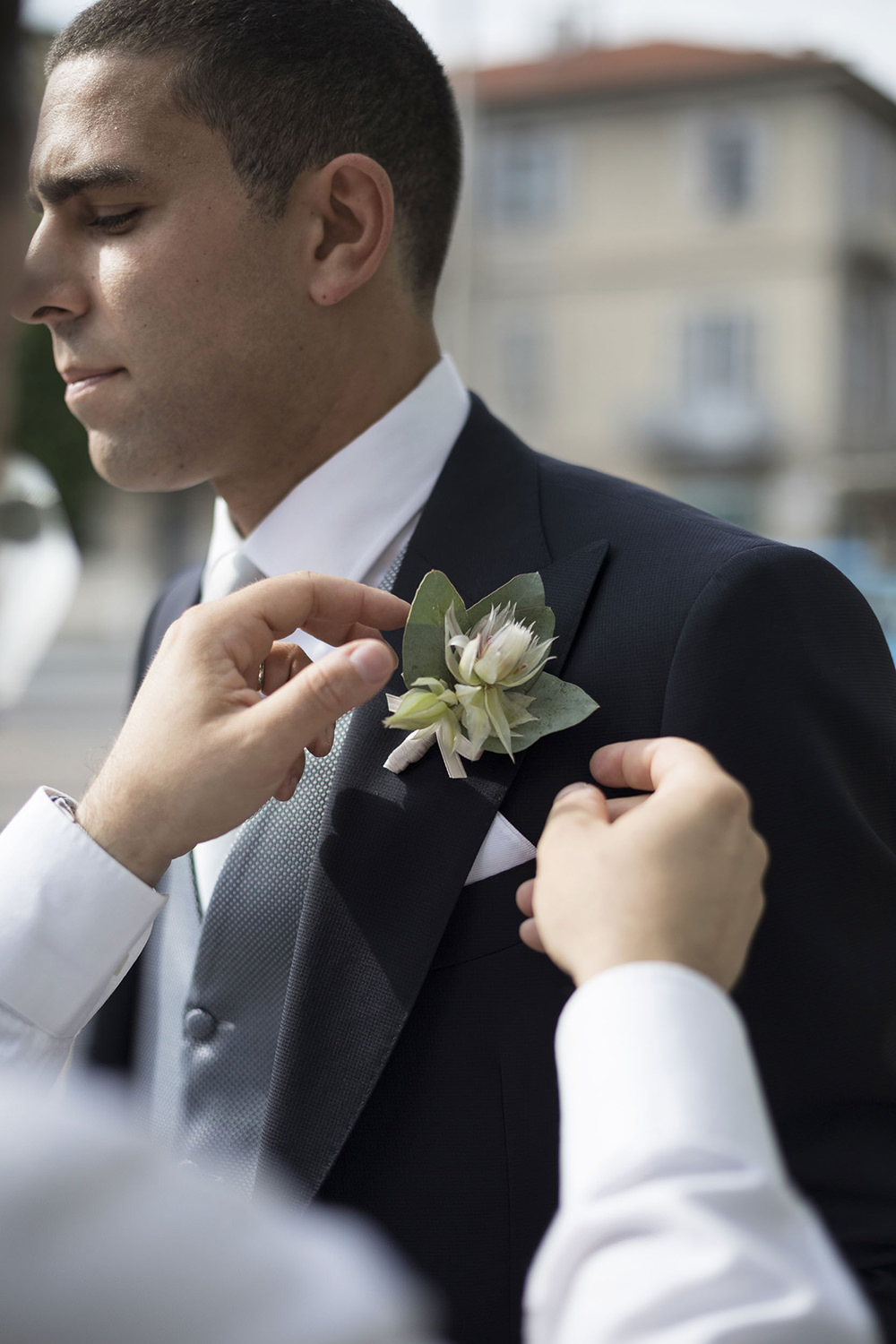 Groom Buttonhole Flowers Villa del Grumello Wedding L’Ordine della Giarrettiera