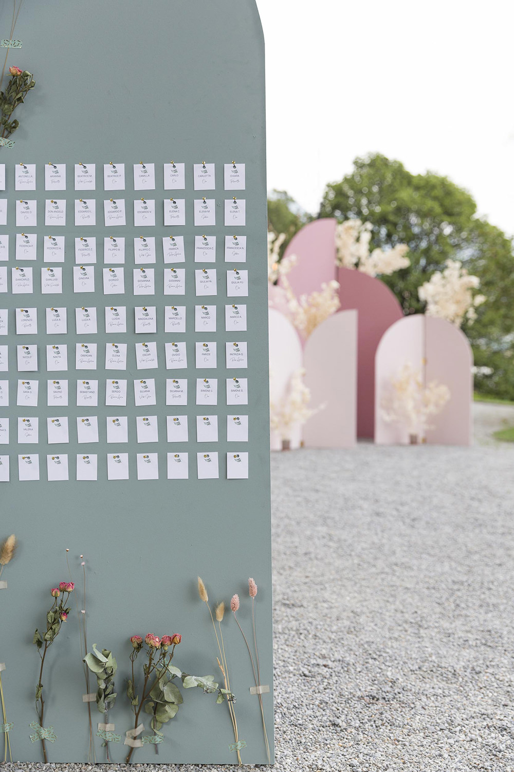 Green Arch Table Plan Seating Chart Villa del Grumello Wedding L’Ordine della Giarrettiera