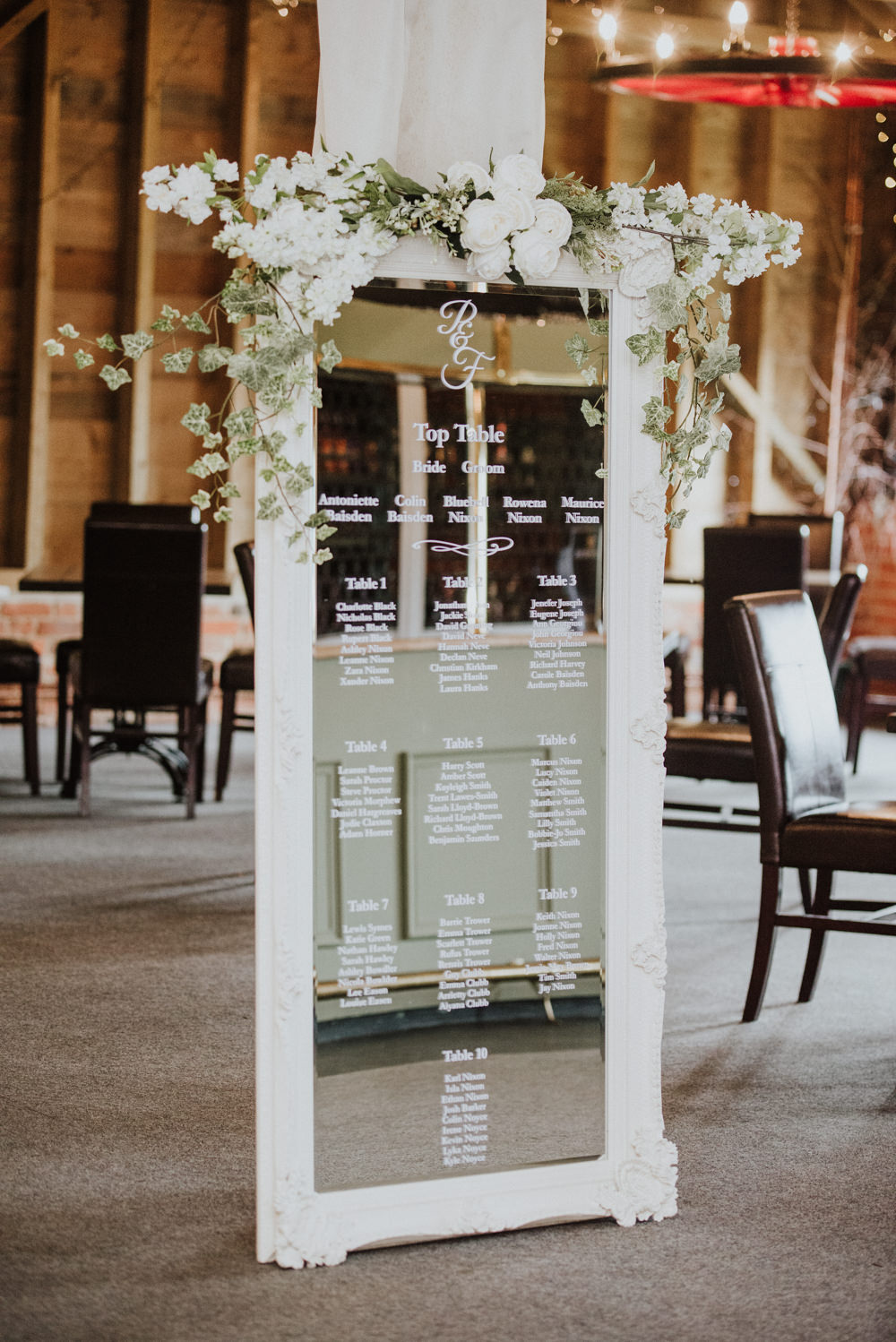 Mirror Table Plan Seating Chart Wantisden Valley Wedding Beth Beresford Photography