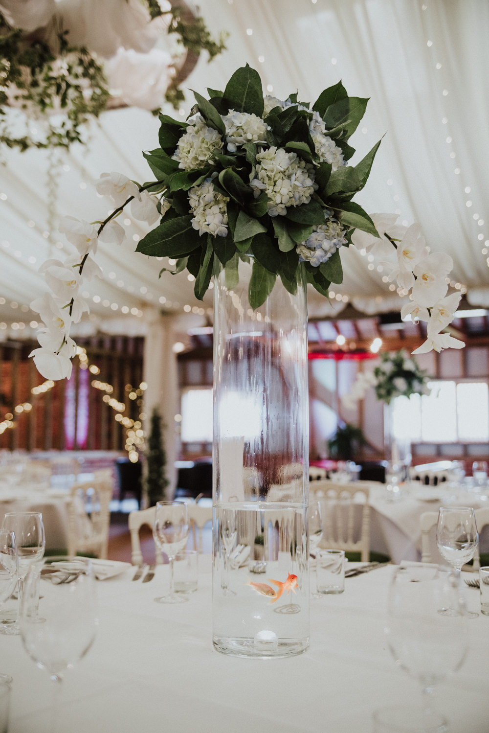 Tall Centrepiece Flowers Decor Wantisden Valley Wedding Beth Beresford Photography