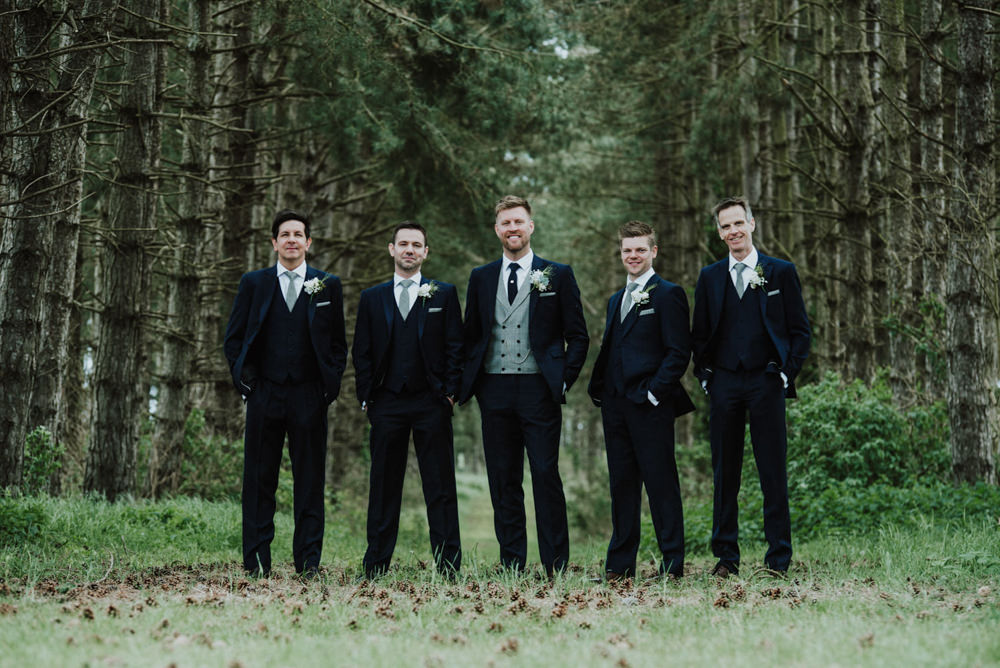 Groom Groomsmen Navy Suit Grey Waistcoat Wantisden Valley Wedding Beth Beresford Photography