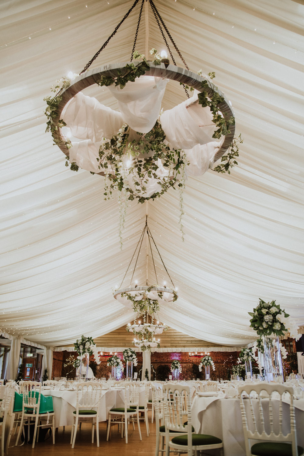 Marquee Reception Decor Hoop Greenery Wantisden Valley Wedding Beth Beresford Photography