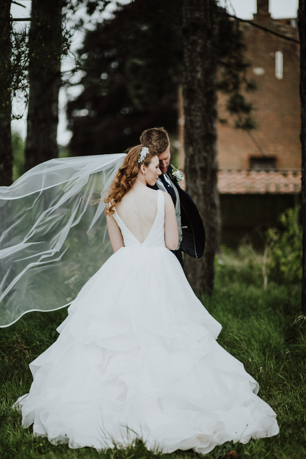 Dress Gown Bride Bridal Princess Ruffle Skirt Wantisden Valley Wedding Beth Beresford Photography