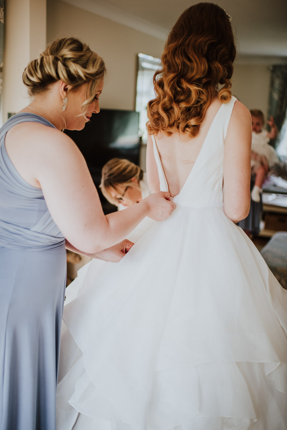 Dress Gown Bride Bridal Princess Ruffle Skirt Wantisden Valley Wedding Beth Beresford Photography