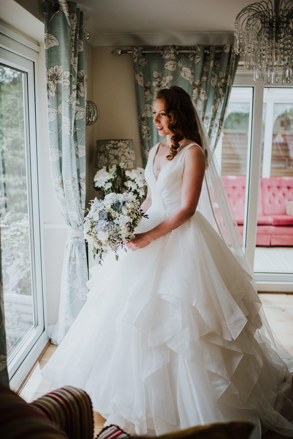 Dress Gown Bride Bridal Princess Ruffle Skirt Wantisden Valley Wedding Beth Beresford Photography