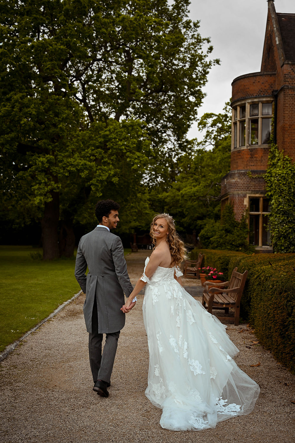 Dress Gown Bride BRidal Lace Train Off Shoulder Warren House Wedding Emily Montay