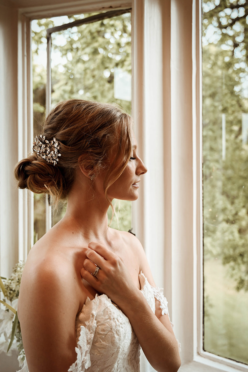 Bride Bridal Hair Style Up Do Warren House Wedding Emily Montay