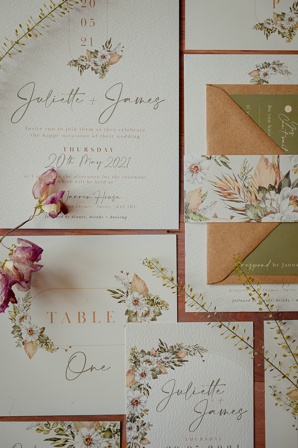 Warren House Wedding Emily Montay Stationery Invite Invitation Floral