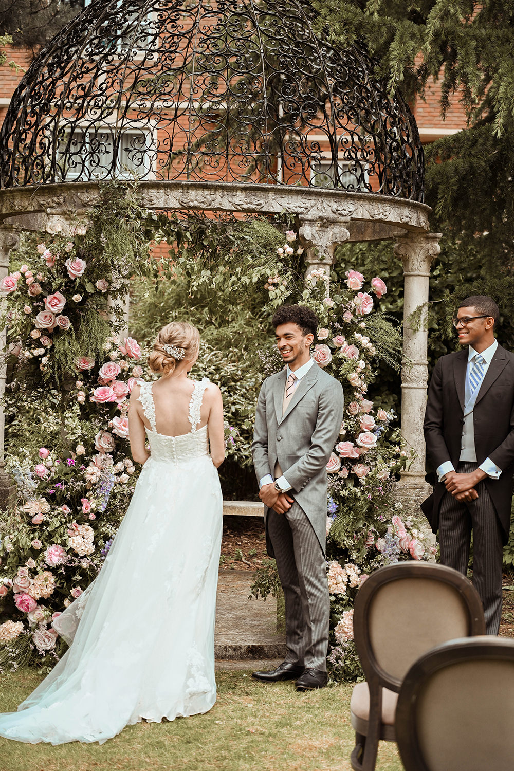 Flower Arch Backdrop Flower Installation Rose Pink Greenery Warren House Wedding Emily Montay
