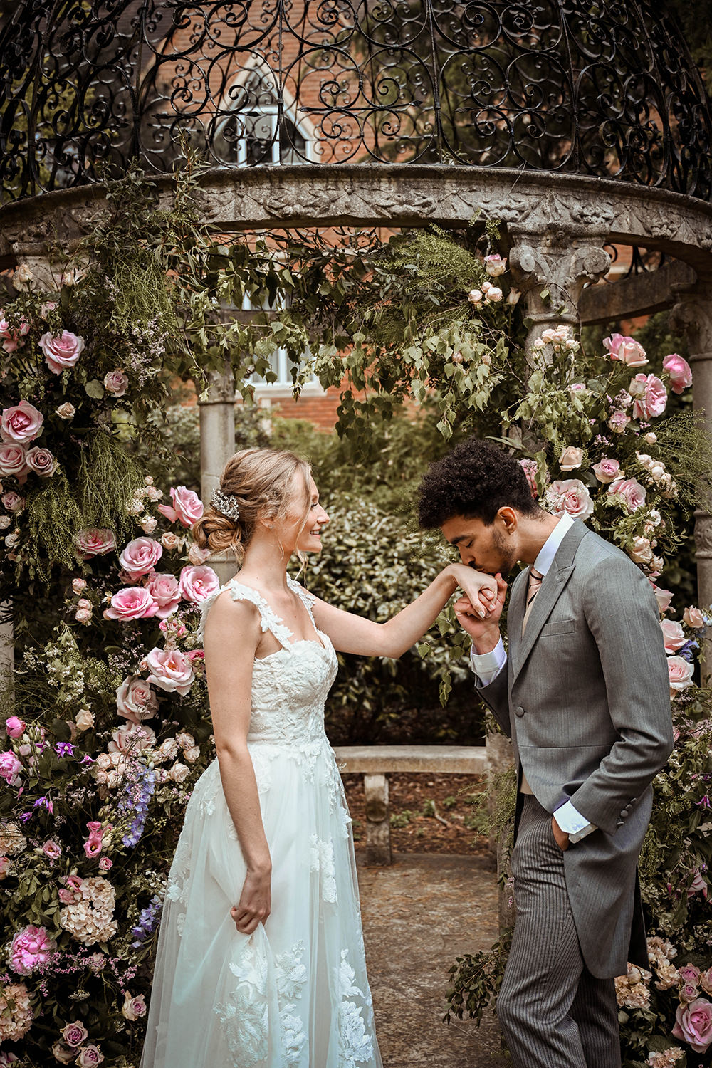 Flower Arch Backdrop Flower Installation Rose Pink Greenery Warren House Wedding Emily Montay
