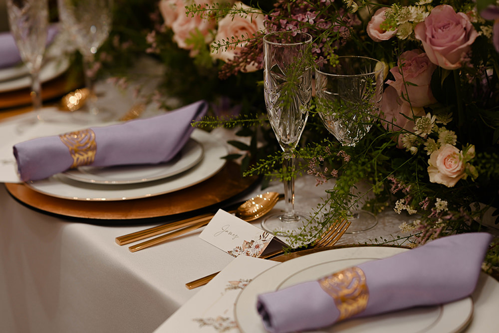 Lilac Purple Napkins Warren House Wedding Emily Montay