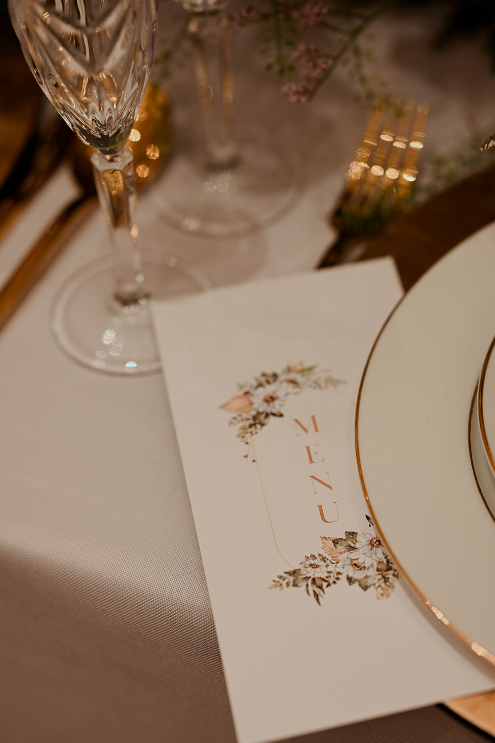 Menu Floral Warren House Wedding Emily Montay