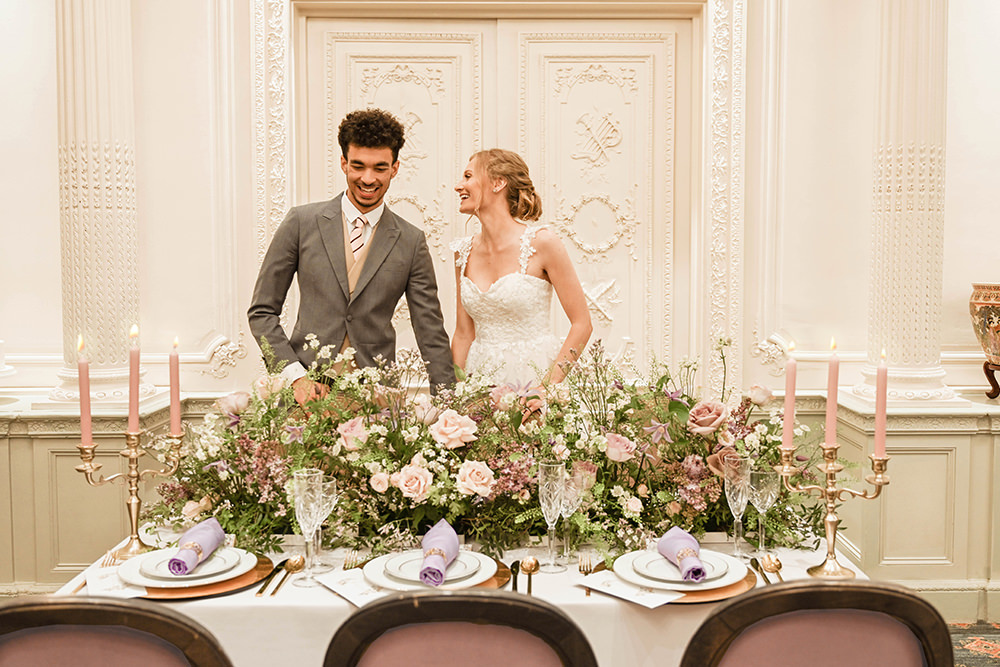 Table Tablescape Decor Flowers Candles Lilac Pink Warren House Wedding Emily Montay