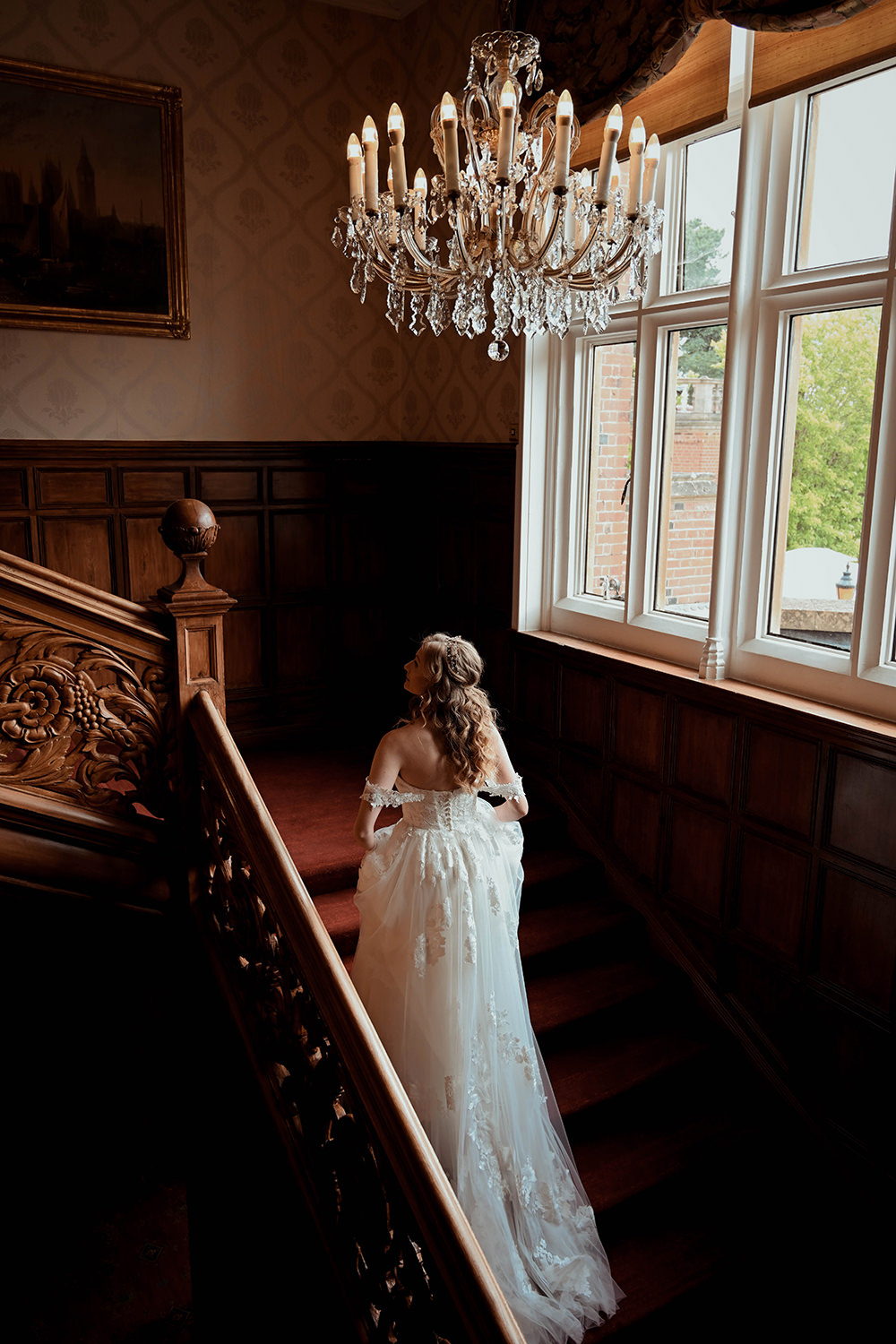 Warren House Wedding Emily Montay Dress Gown Bride BRidal Lace Train Off Shoulder