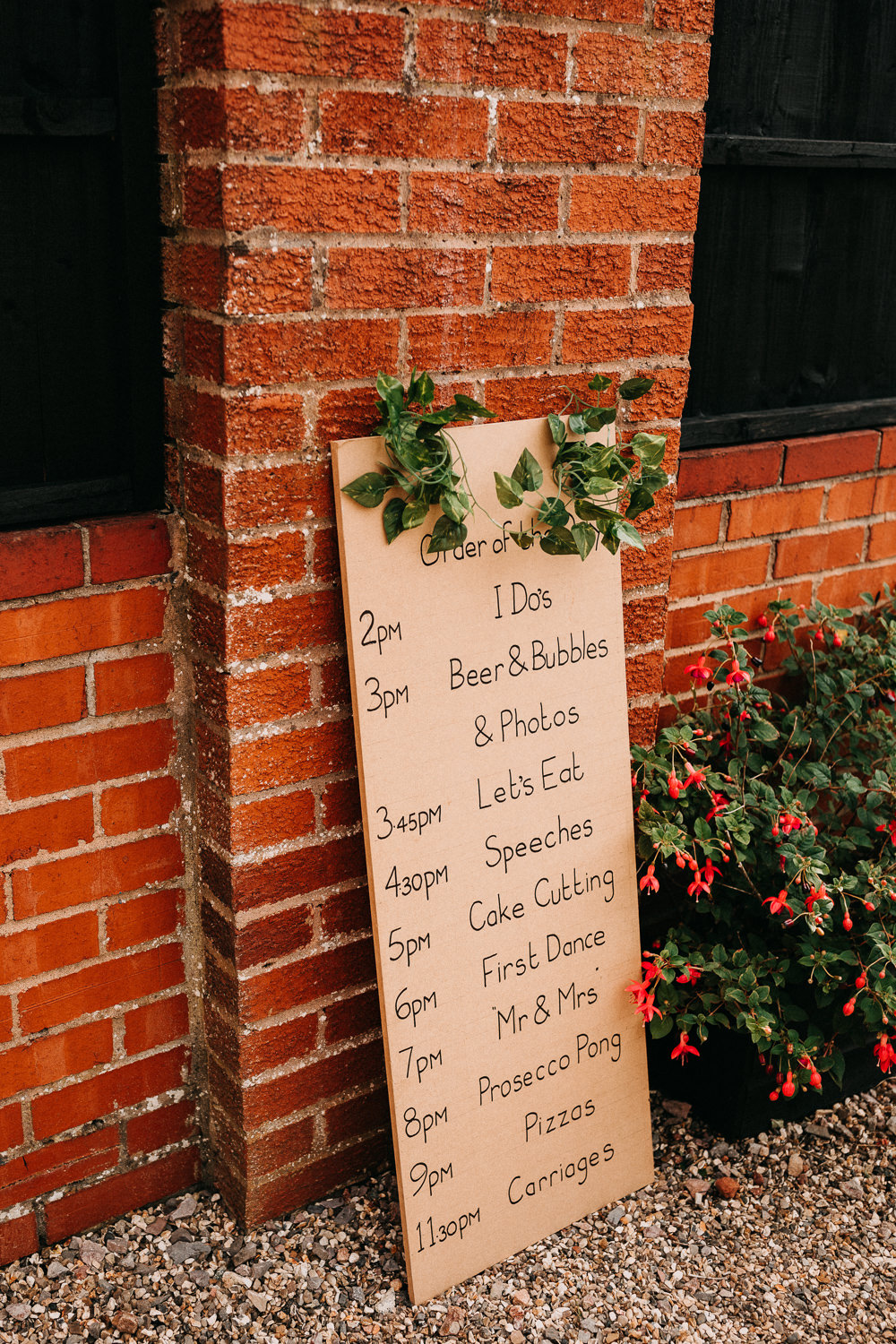 Order of the Day Sign Signs Sigange Wedding At Home Emilie May Photography