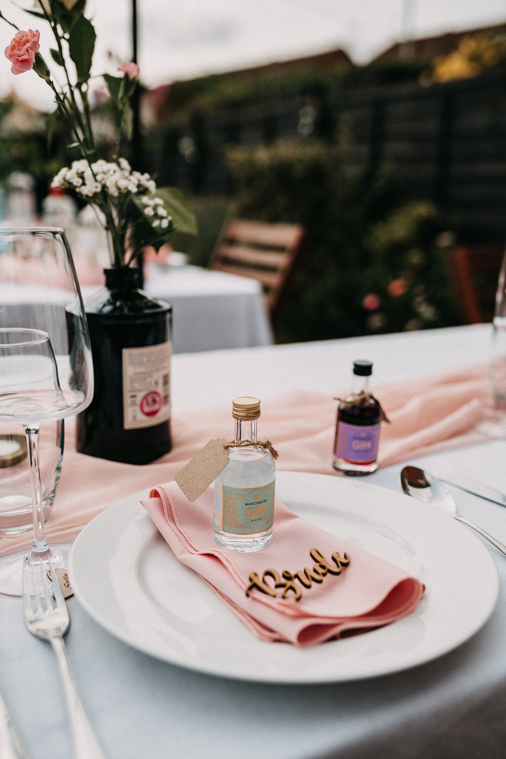 Place Setting Decor Laser Cut Place Name Bottle Favours Wedding At Home Emilie May Photography