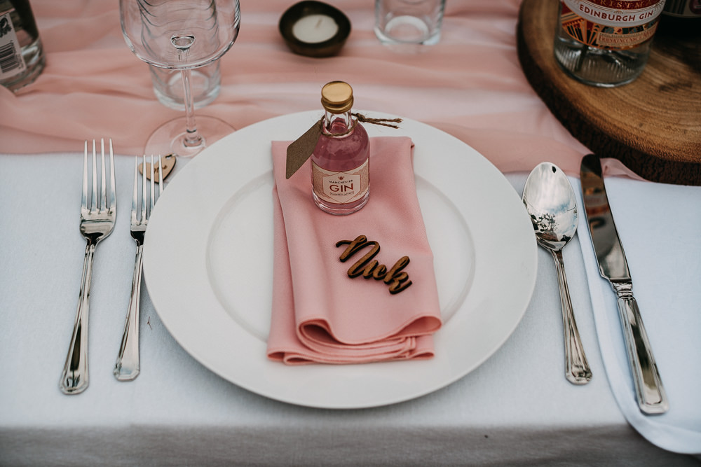Place Setting Decor Laser Cut Place Name Bottle Favours Wedding At Home Emilie May Photography