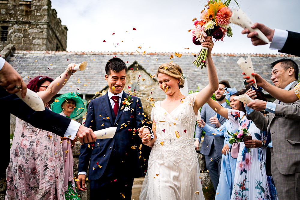 Confetti Throw Wedding Cornwall Lee Maxwell