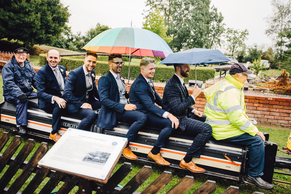 Miniature Steam Train Ride Wet Wedding JSCoates Wedding Photographer