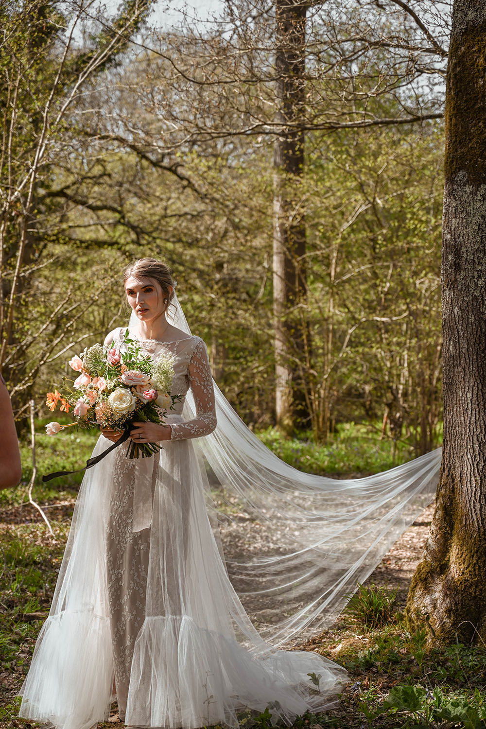 Dress Gown Bride Bridal Skirt Veil Wooden Wedding Ideas Emily Montay