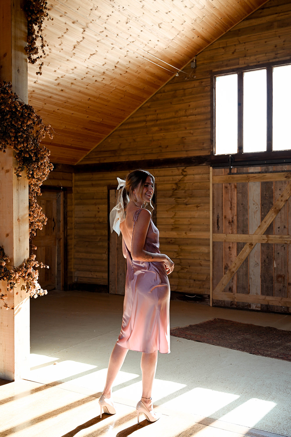Pink Bridesmaids Silk Dress Dresses Bridesmaid Wooden Wedding Ideas Emily Montay