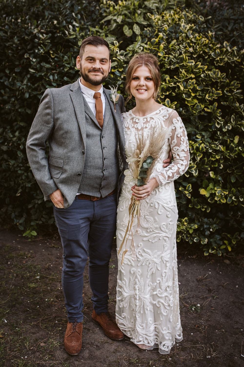 York Register Office Wedding Hannah Brooke Photography Dress Gown Bride Bridal Lace Groom Suit Grey