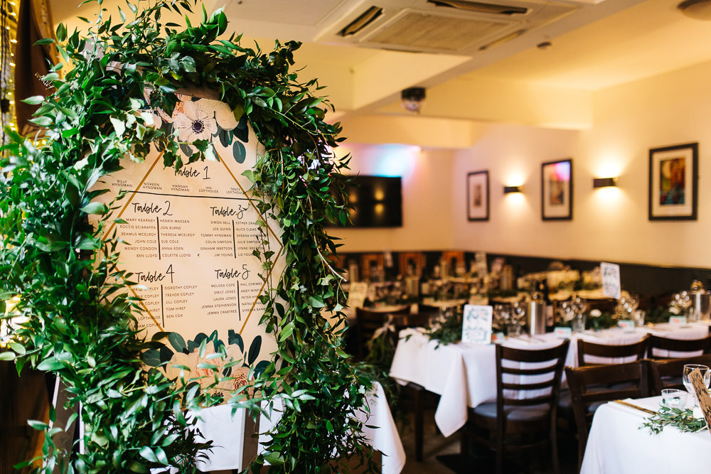 Greenery Table Plan Seating Chart 1331 York Wedding Paul Joseph Photography