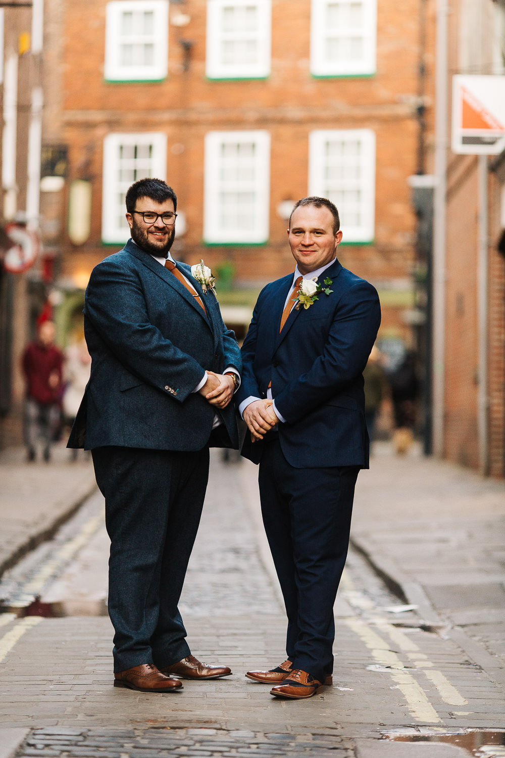 Groom Groomsmen Suit Navy Orange Tie 1331 York Wedding Paul Joseph Photography